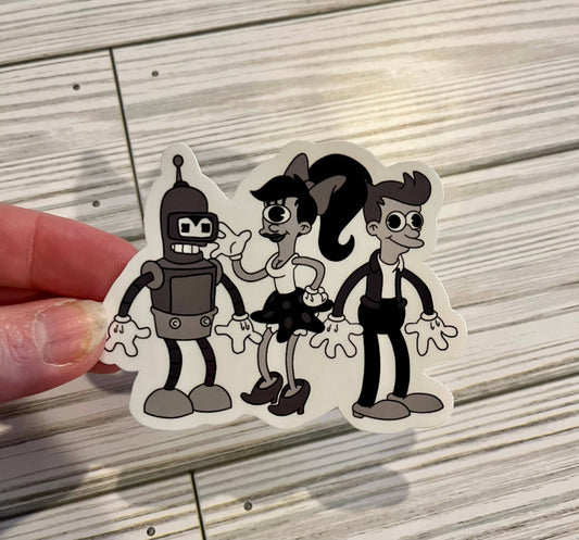 Bender, Leela, Fry, Fliescher, Vinyl Sticker, Futurama